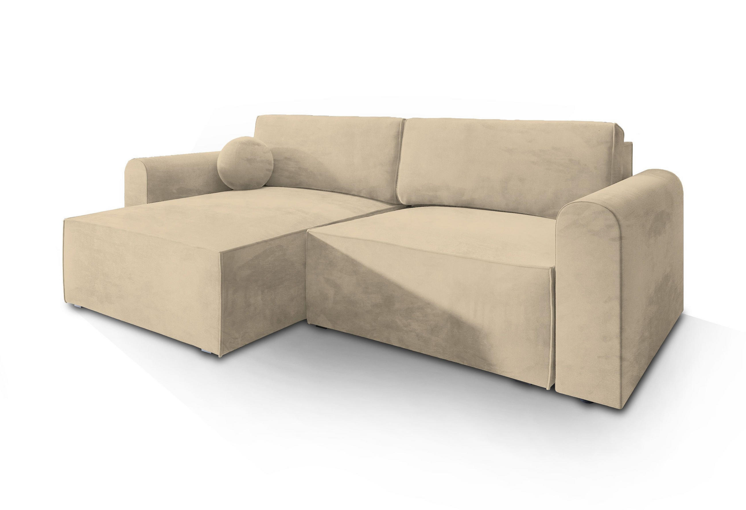 ROHOVÁ SEDAČKA FIANO krémová - šedá/krémová, dřevo/textil (245/148cm) - MASSENO