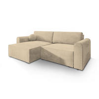 ROHOVÁ SEDAČKA FIANO krémová - šedá/krémová, dřevo/textil (245/148cm) - MASSENO