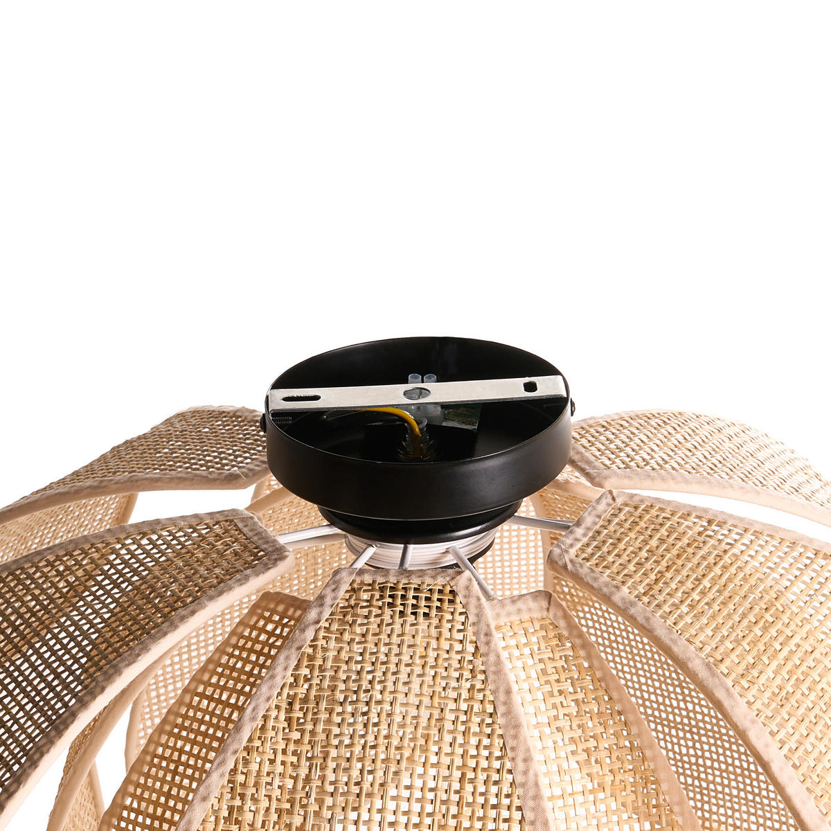 DECKENLAMPE Naturfarben Chiredzi - Schwarz/Naturfarben, Kunststoff (60/60/32cm) - Beliani