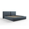 BETT mit Bettkasten und Kopfteil Jodie aus strukturiertem Stoff blau 180x200cm - Blau, Textil (180/200cm) - Micadoni