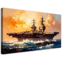 LEINWANDBILD Flugzeugträger auf See 120x60cm - Beige, Textil (120/60cm) - Feeby