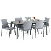 GARTENMÖBEL SET VERANO 7ER SET GRAU, SCHWARZ - Grau, Textil - IDIMEX