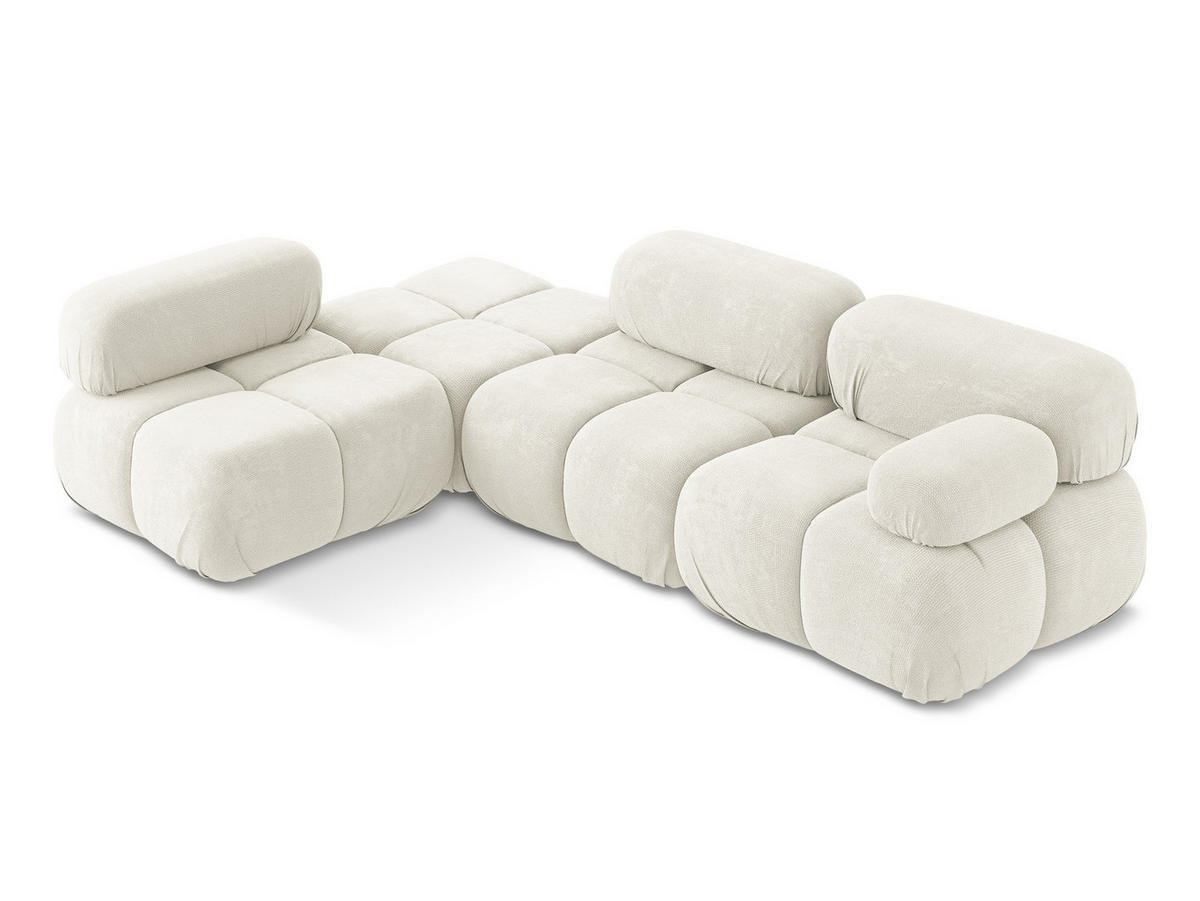 ECKSOFA Links Chenille Stoff Weiß - Pink/Schwarz, Kunststoff/Textil (190/285cm) - Makamii