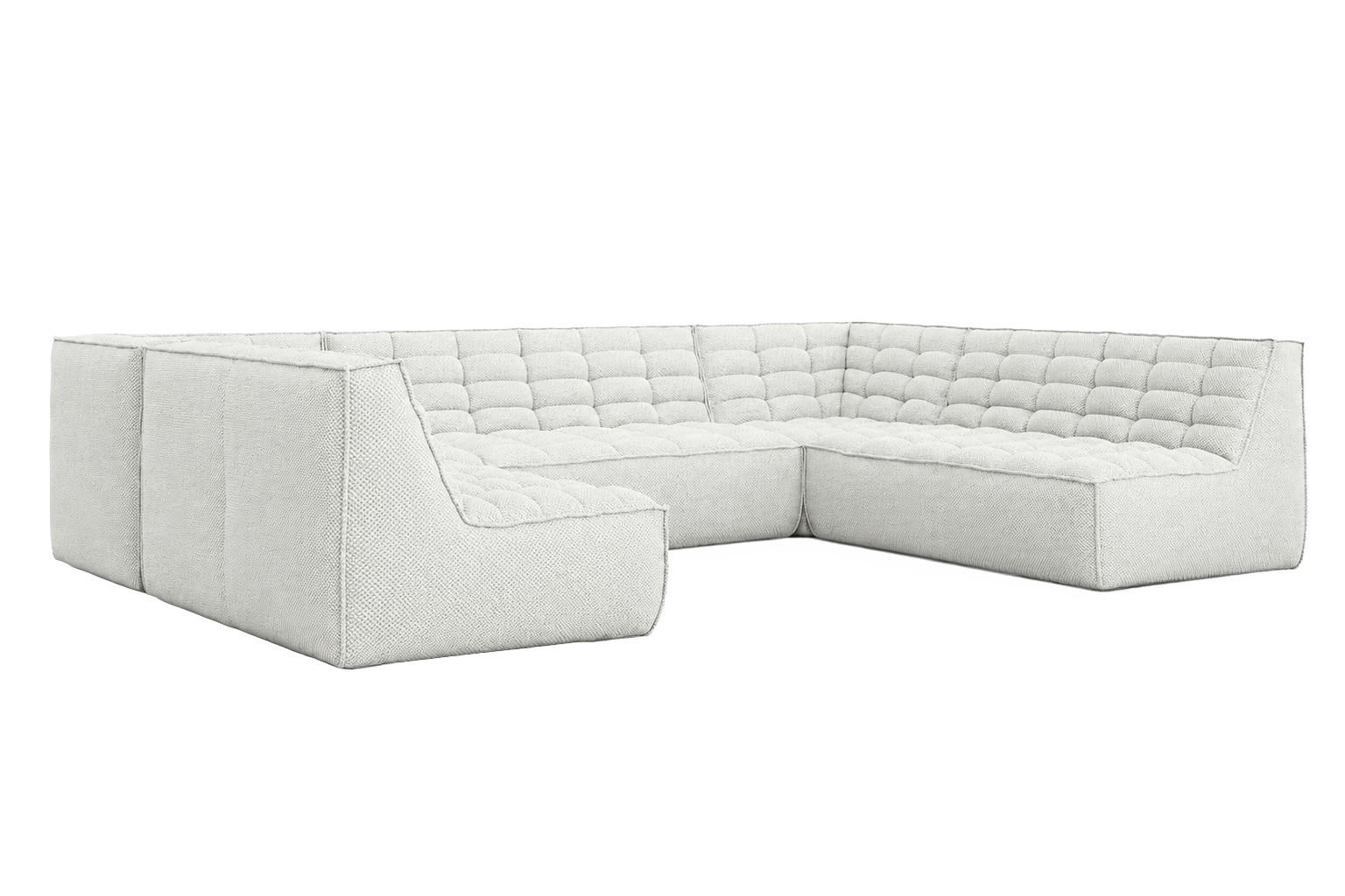 ROHOVÁ SEDAČKA U XL modulární ve tvaru U, plyšová tkanina Pop, Ice, LAZY U XL - bílá, dřevo (346/76/253cm) - Kaiser Möbel