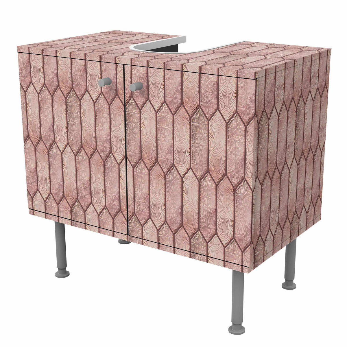 WASCHBECKENUNTERSCHRANK Fischschuppen Muster Fliesen Rosa 60/55/35 cm - Rosa, Holzwerkstoff (60/55/35cm) - Bilderwelten