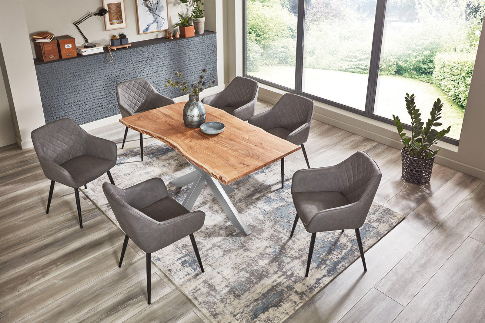 ESSTISCH BENNI - Beige/Silberfarben, Holz/Metall (100/200/77cm) - SAM