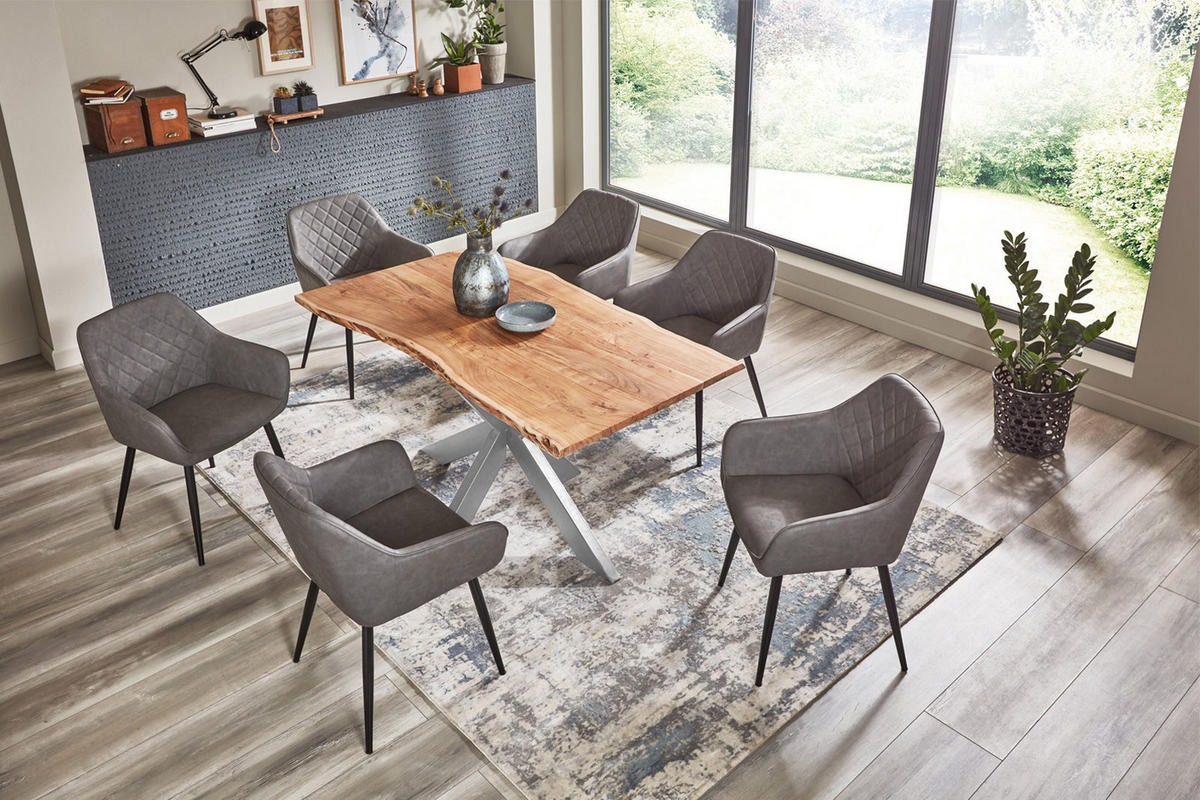 ESSTISCH BENNI - Beige/Silberfarben, Holz/Metall (100/200/77cm) - SAM