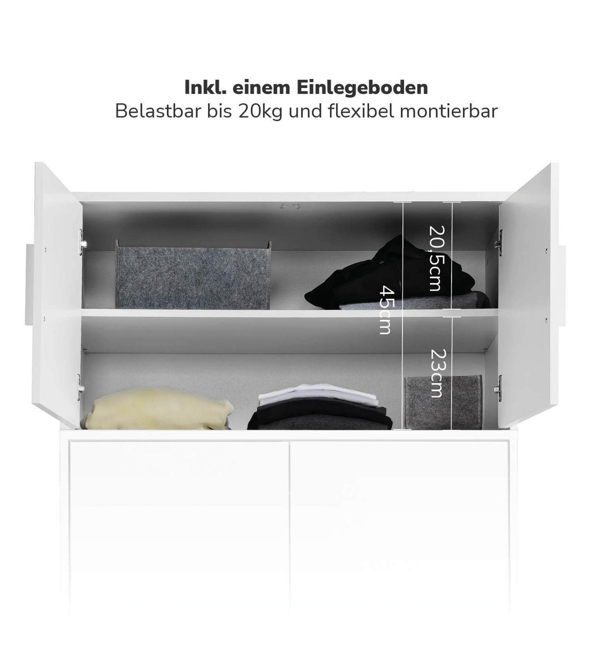 KLEIDERSCHRANKAUFSATZ Der Hochstapler - Weiß, Holzwerkstoff (90/47/58cm) - Mokebo