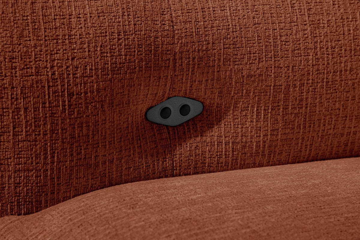 ECKSOFA SVEN 3-Sitzer, 1 Relax XL, verstellbare Kopfstützen, rot - Rot/Schwarz, Holzwerkstoff/Textil (256/163cm) - Courtois Laville