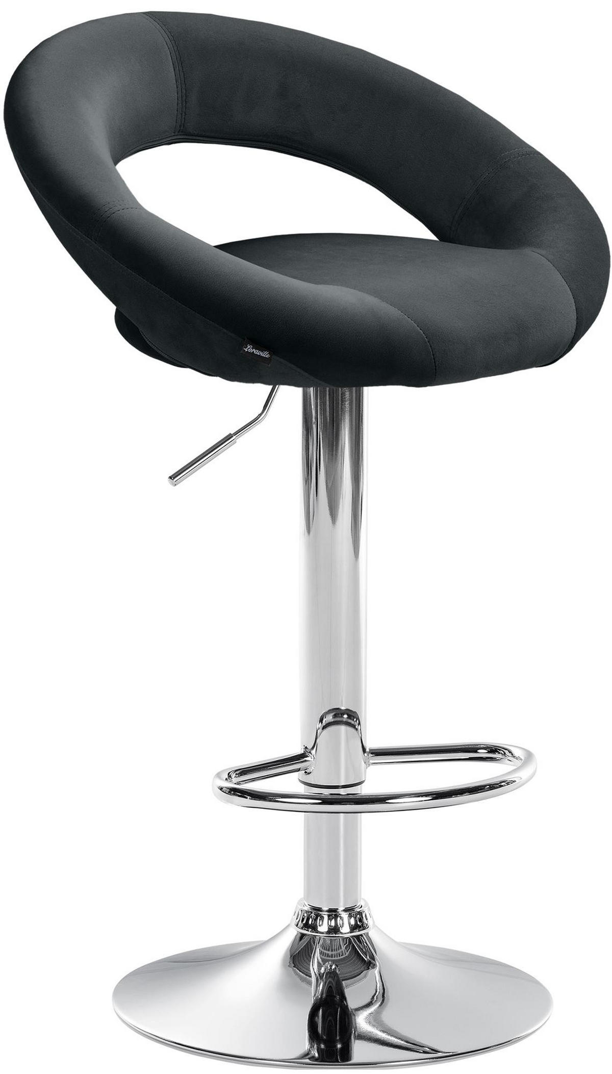 BARHOCKER Samt schwarz - Chromfarben/Schwarz, Textil/Metall (53/80/47cm) - CLP