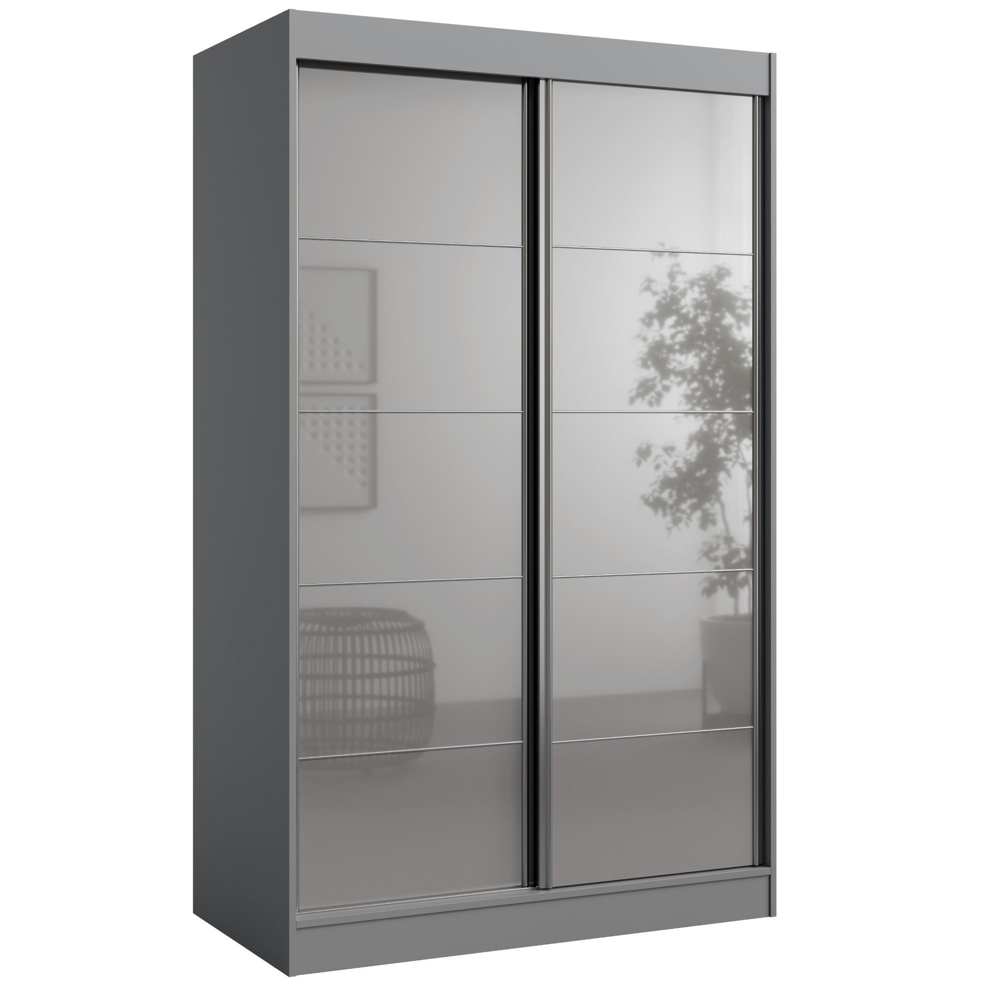 SCHIEBETÜRENSCHRANK Como 2D 120 Grau (lacobel) - Silberfarben/Grau, Holzwerkstoff/Metall (120/201/65cm) - mzm24