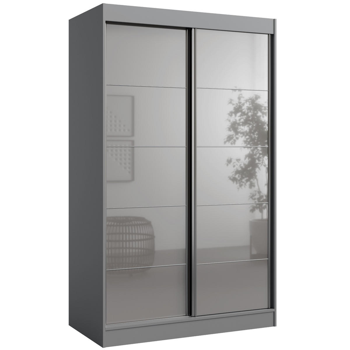 SCHIEBETÜRENSCHRANK Como 2D 120 Grau (lacobel) - Silberfarben/Grau, Holzwerkstoff/Metall (120/201/65cm) - mzm24
