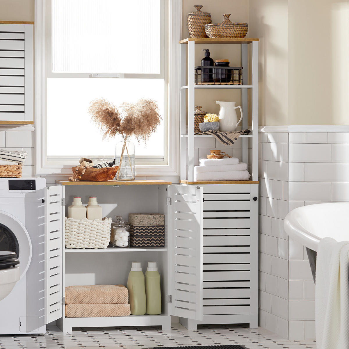 BADEZIMMERSCHRANK Weiß - Weiß, Holzwerkstoff (60/82/30cm) - SoBuy