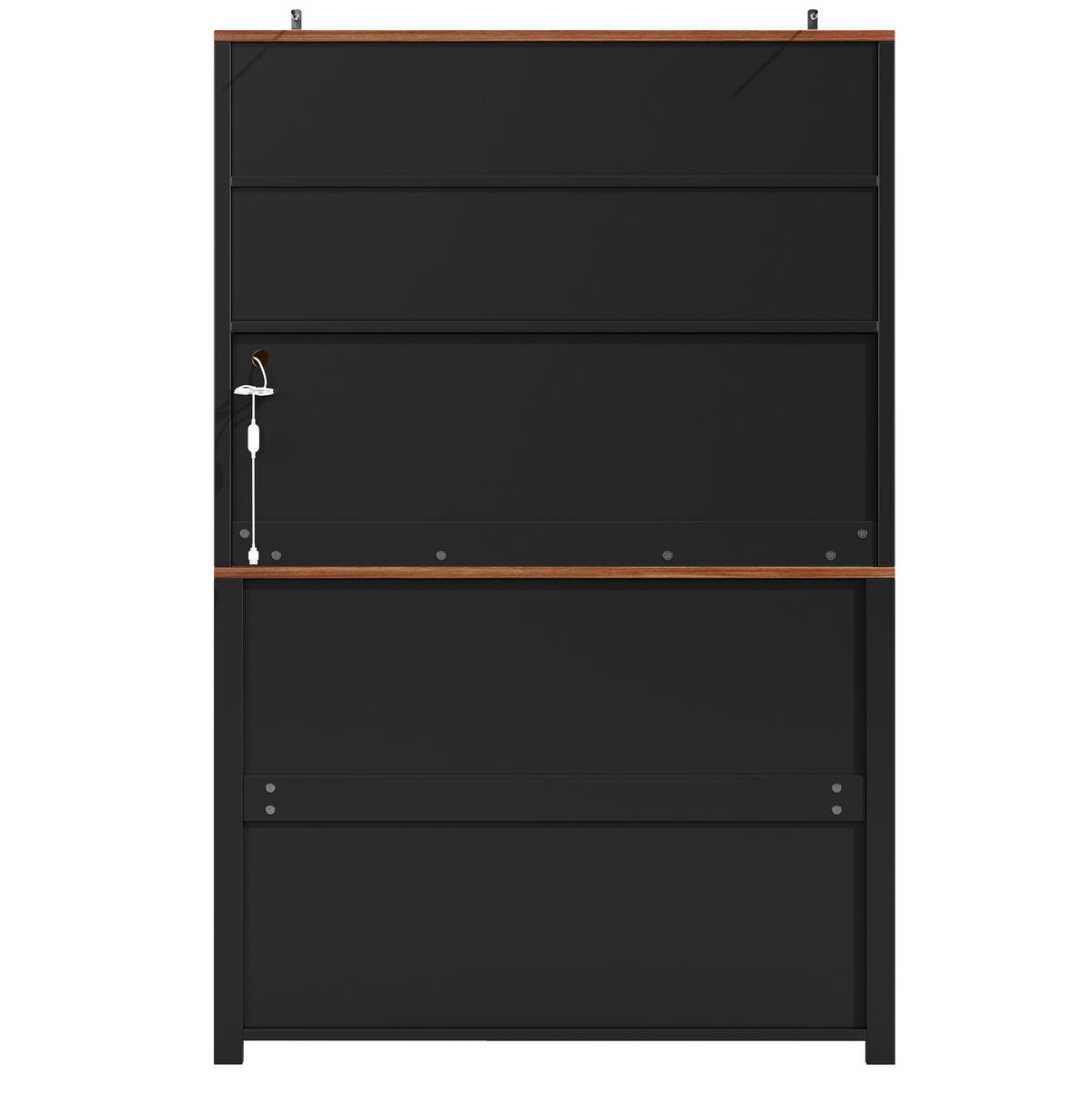 BUFFET 115/40/174,7 cm in Schwarz mit LED-Beleuchtung und Schiebetüren - Schwarz, Holzwerkstoff (115/174.7/40cm) - Flora Grace