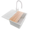 GRANITSPÜLE Kopenhagen, 2-er set Alles Weiß 55/50 cm 1 Becken + Küchenarmatur 38/14 cm + Ablauf-Set + Schneidebrett ab 40er Unterschrank - Beige/Weiß, Kunststoff (55/20/50cm) - Primagran