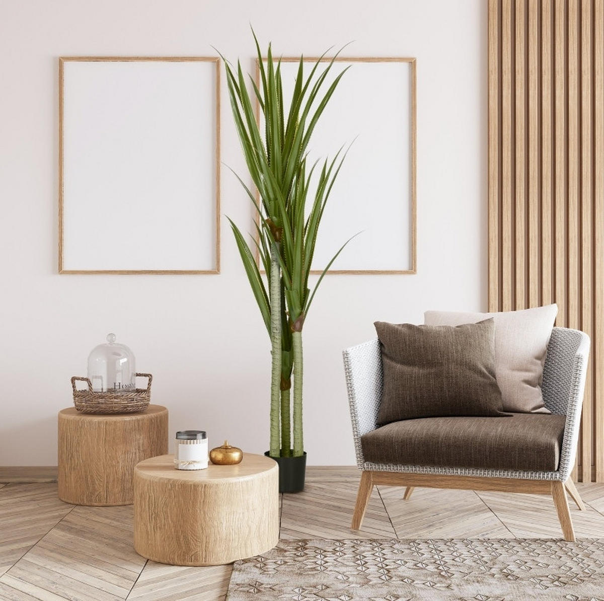 KUNSTPFLANZEN Yucca 17/17/190 cm grün aus Kunststoff pflegeleicht - Grün, Kunststoff (190cm) - OKWISH
