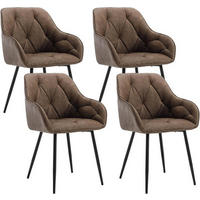 ARMLEHNSTUHL 4er Set Vintage-Kunstleder, Dunkelbraun - Dunkelbraun/Schwarz, Kunststoff/Metall (56/83.5/53cm) - Woltu