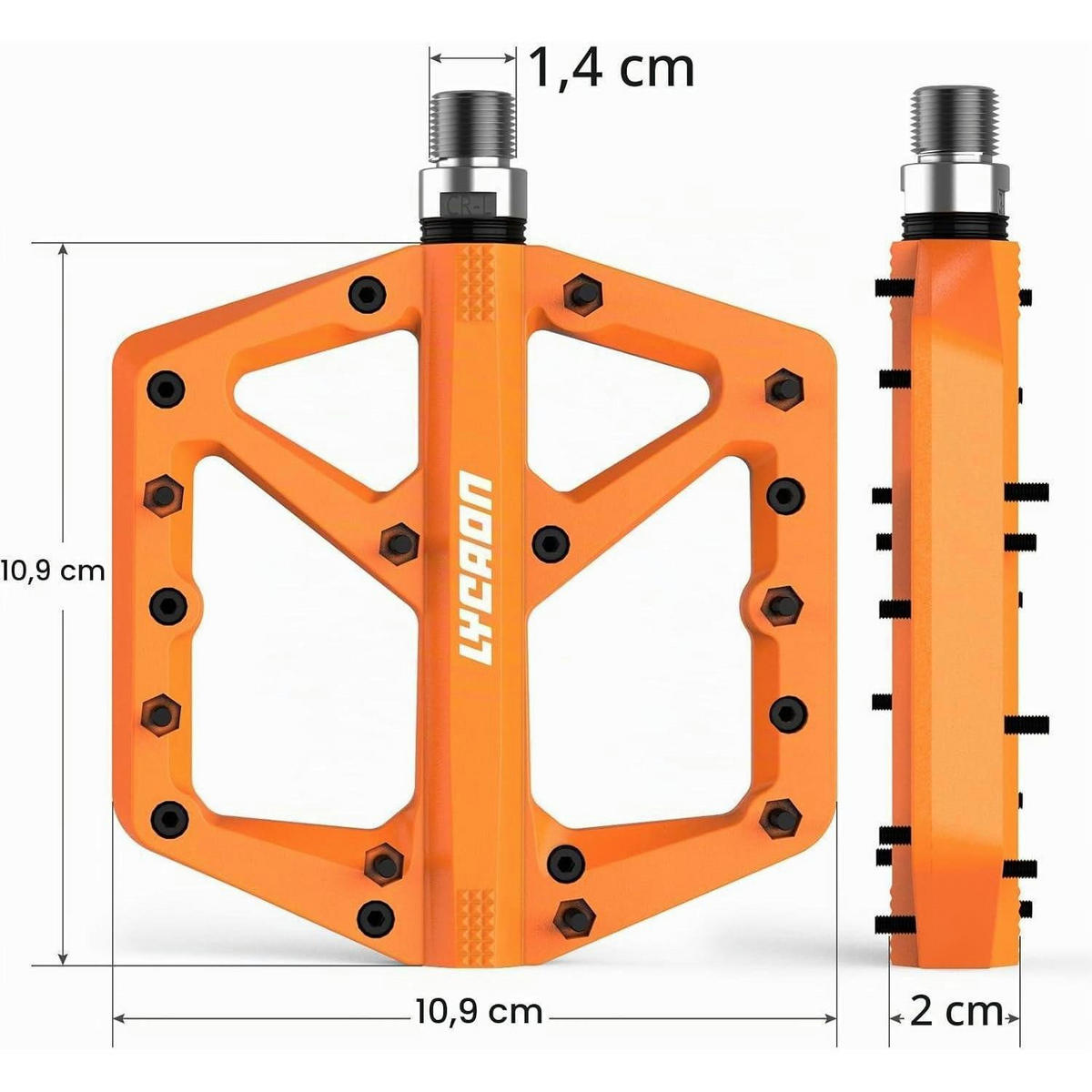FAHRRADPEDALE Orange, Rennrad/Mountainbike MTB Pedale, Rutschfest, 9/16 Zoll CR-MO Spindel - Orange, Kunststoff (10.9/1.4/10.9cm)