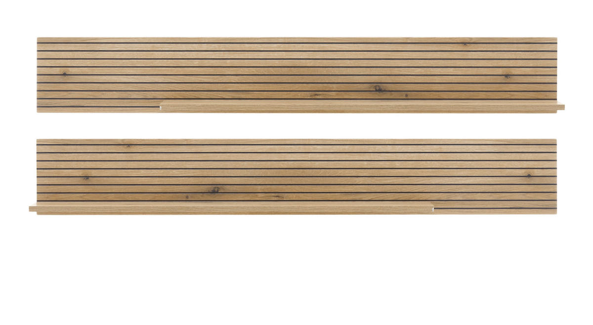 WOHNWAND 3-teilig weiß matt, Eiche 285 cm, Schrankwand mit Soft-Close-Funktion - Eichefarben/Schwarz, Glas/Holzwerkstoff (285/180/42cm) - Furn.Design
