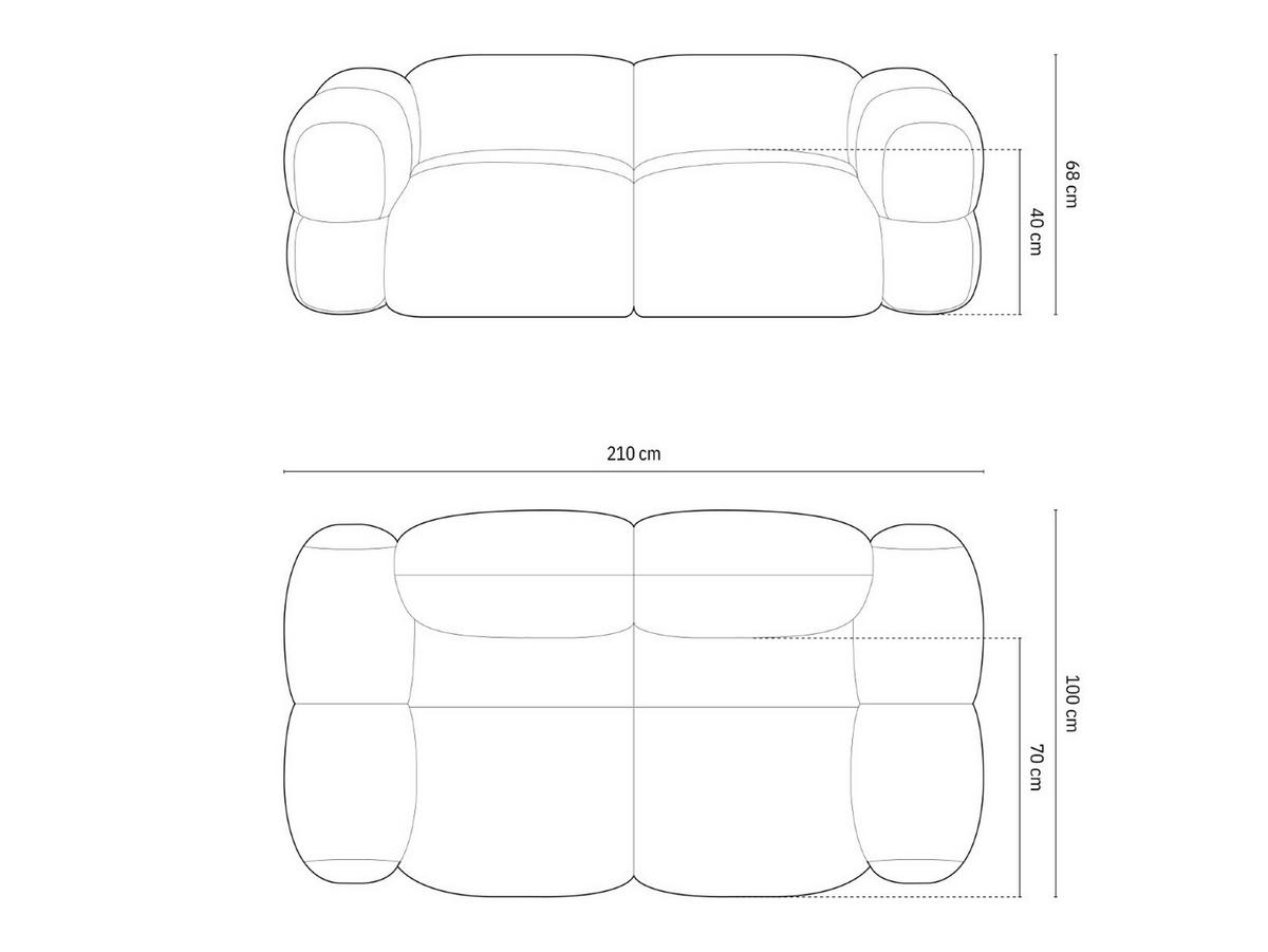 SOFA Loretto aus Samt leichtes beige 3 Sitzplätze - Creme, Textil (100/68/210cm) - Cosmopolitan Design
