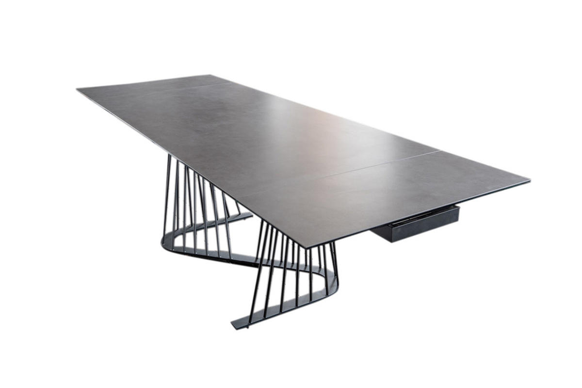 AUSZIEHTISCH ELOISE Schwarz Glas - Schwarz, Glas/Metall (200/100/76cm) - KAWOLA