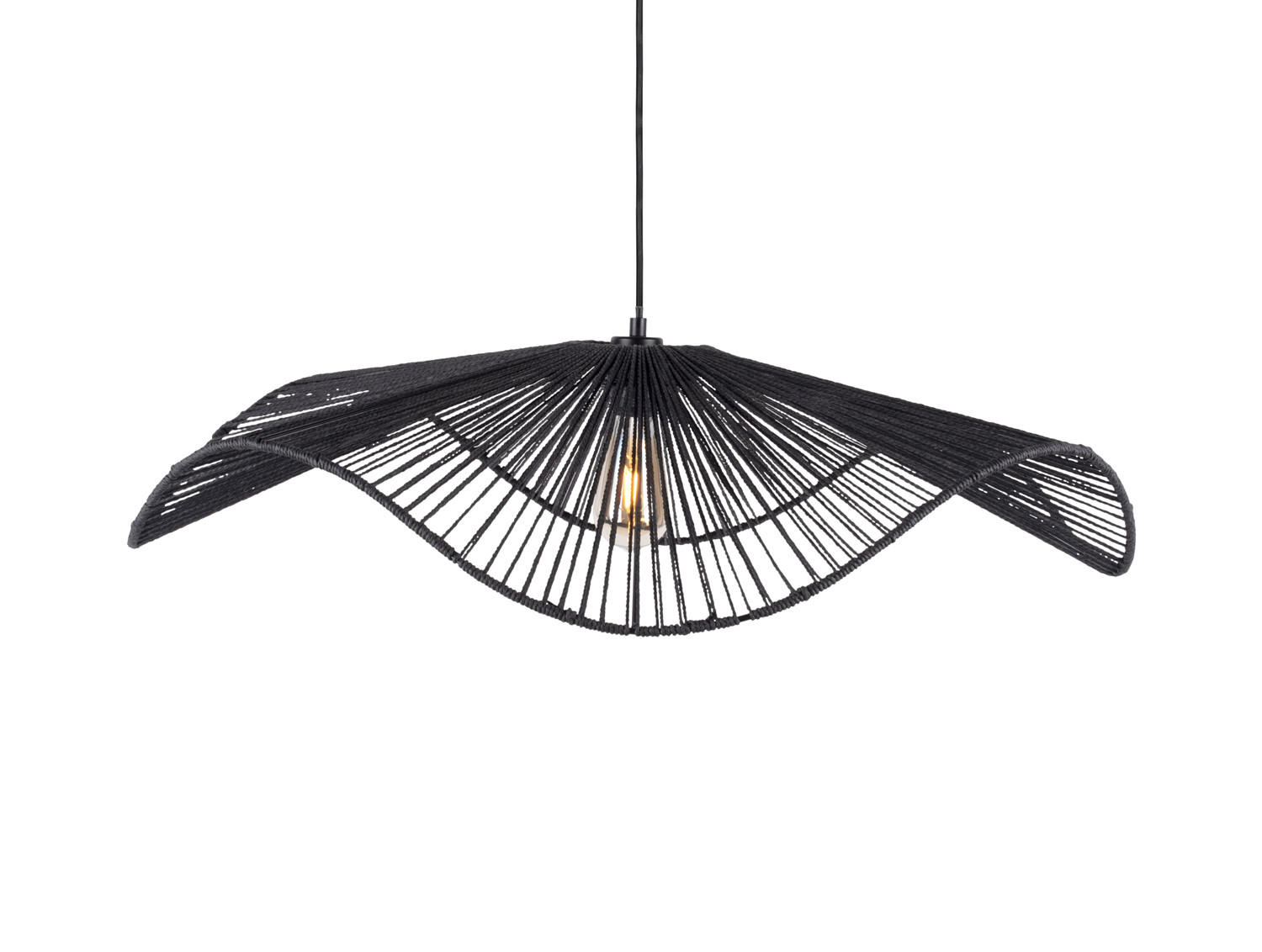 HANGELAMPE Sombra 80/80/19 cm - Schwarz, Naturmaterialien (80/80/19cm) - Leitmotiv
