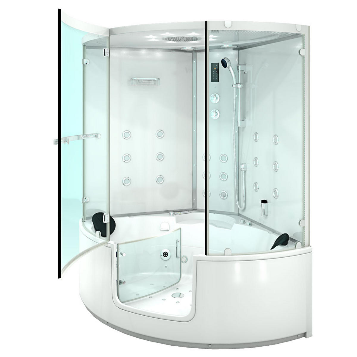 WHIRLPOOL Dampfdusche K60-WS-EH - Weiß, Glas/Kunststoff (140/210/140cm) - AcquaVapore by Sandra Jentho