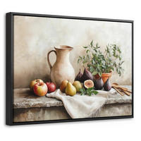 LEINWAND Bilder mit Rahmen - Obst - Kräuter - Ländlich - 40x30 - Naturfarben, Textil (40/30cm) - MuchoWow