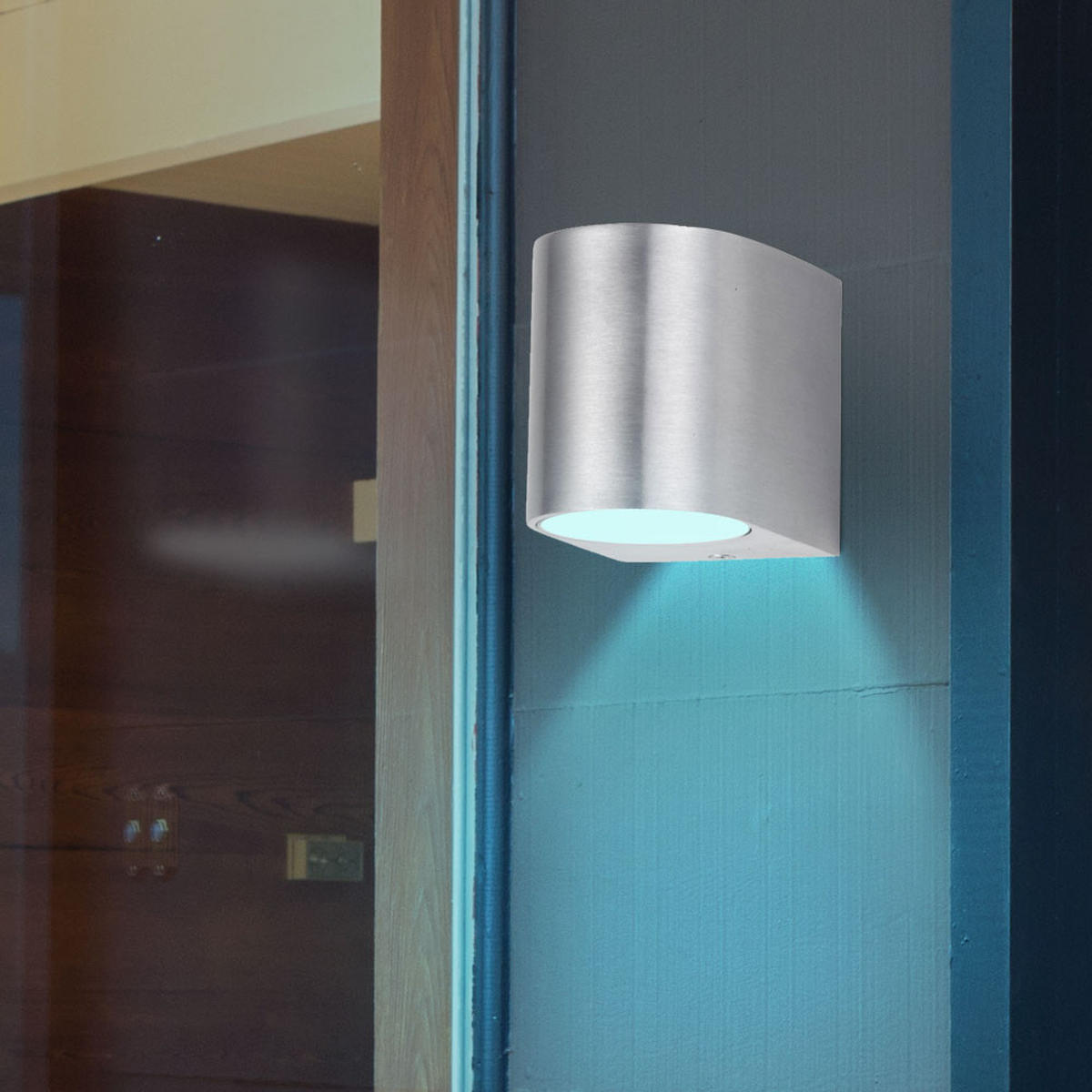 LED AUSSEN-WANDLEUCHTE Silber gebürstet - Silberfarben, Glas (7/8/9.4cm)