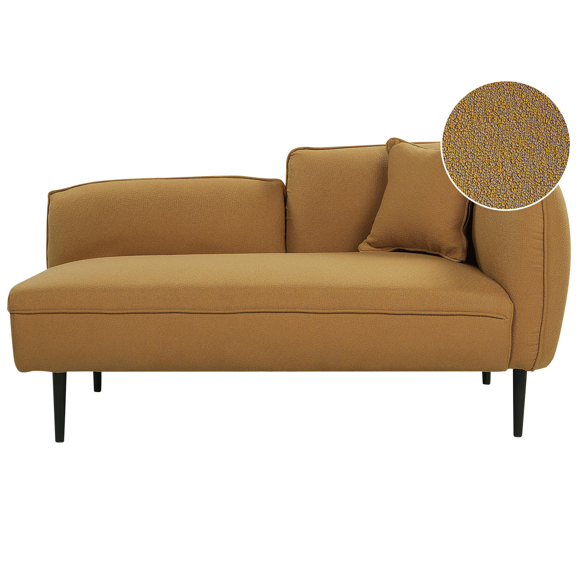 CHAISELONGUE Bouclé senfgelb rechtsseitig Chevannes - Gelb/Schwarz, Textil (138/74/77cm) - Beliani