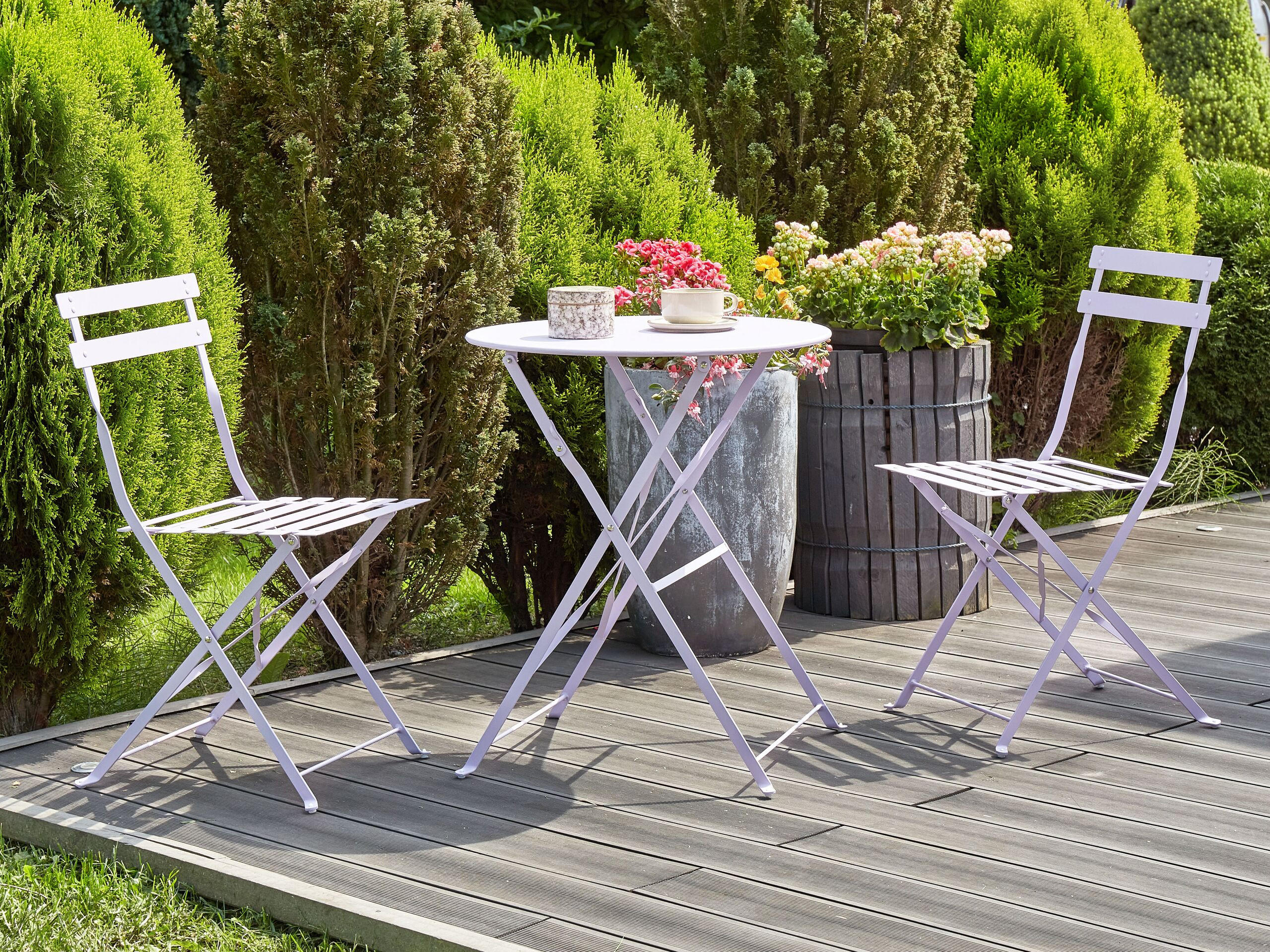 BALKONSET 2-Sitzer violett zusammenklappbar Fiori - Violett, Metall - Beliani