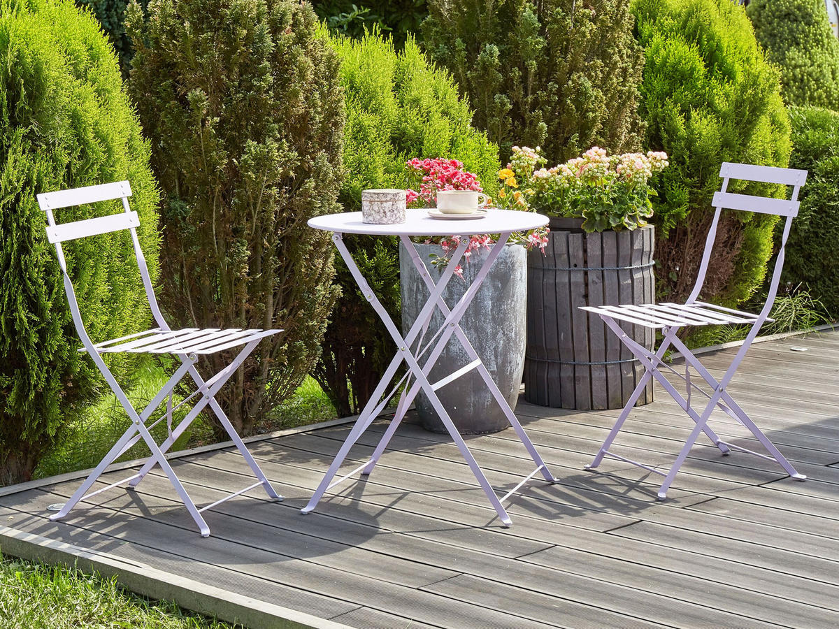 BALKONSET 2-Sitzer violett zusammenklappbar Fiori - Violett, Metall - Beliani