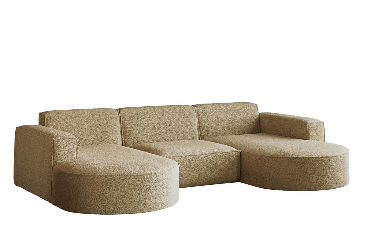 ECKSOFA, Modena U-Form, Stoff Quelle, Hellbraun - Hellbraun, Holz (299/165cm) - Kaiser Möbel