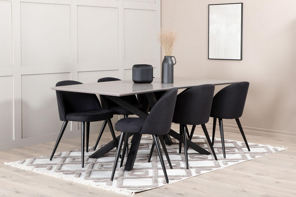 TISCHGRUPPE Schwarz - Schwarz, Holzwerkstoff (90/76/190cm) - ebuy24