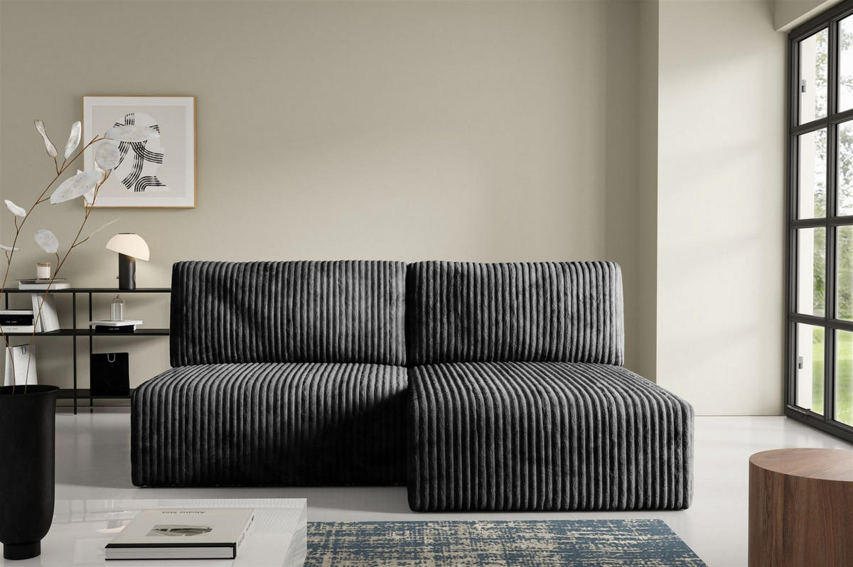 ECKSOFA Natalia Xs - Schwarz, Holzwerkstoff/Textil (210/149cm) - Fun Möbel