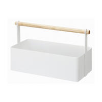 AUFBEWAHRUNGSKORB aus weißem Metall mit Holzgriff - L29 cm - Weiß, Metall (13/16/29cm) - Yamazaki