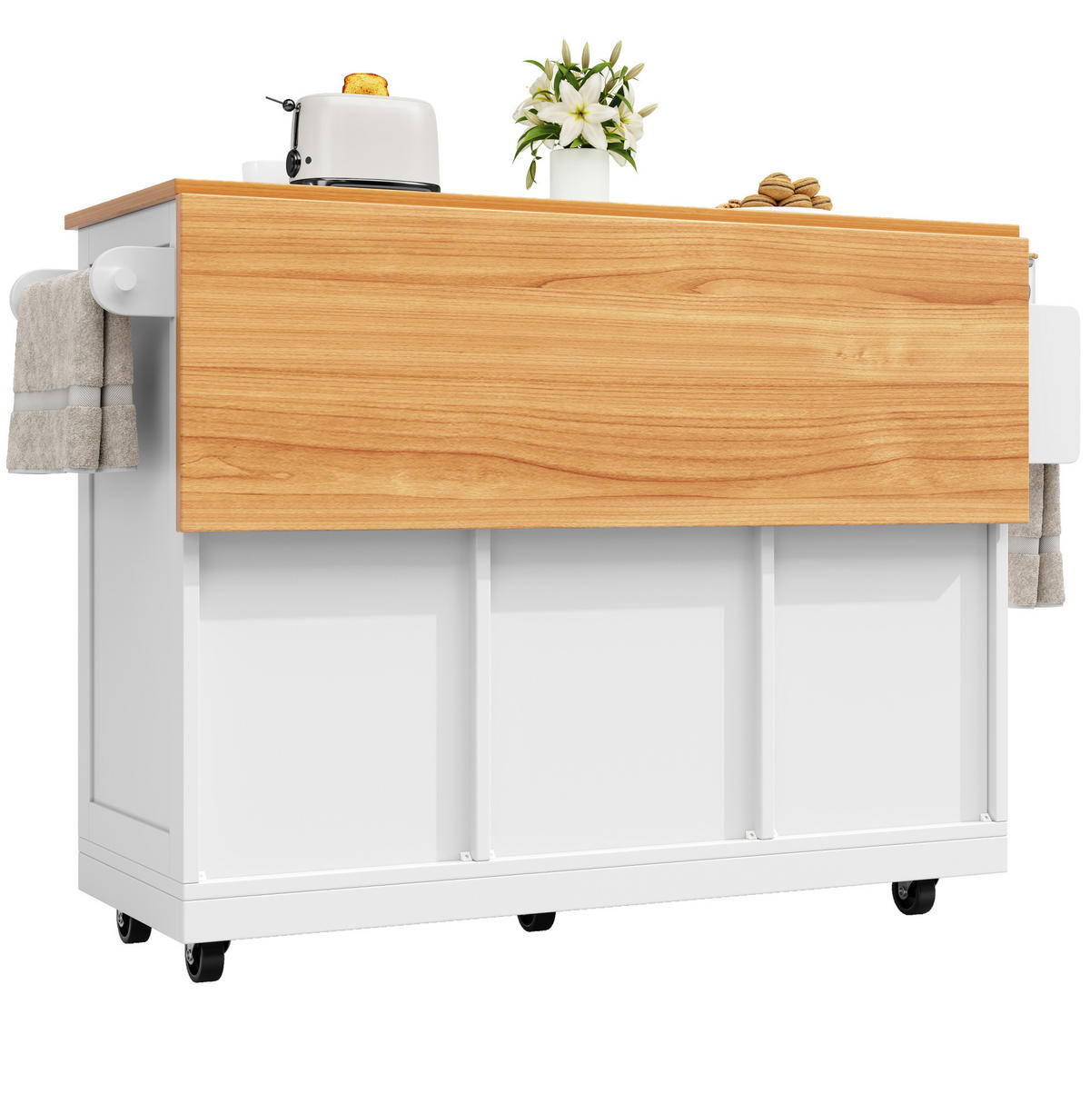 KÜCHENINSEL 140/40/93,5 cm aus MDF mit klappbarer Arbeitsplatte Weiß - Weiß, Holzwerkstoff (140/93.5/70cm) - Modenvie