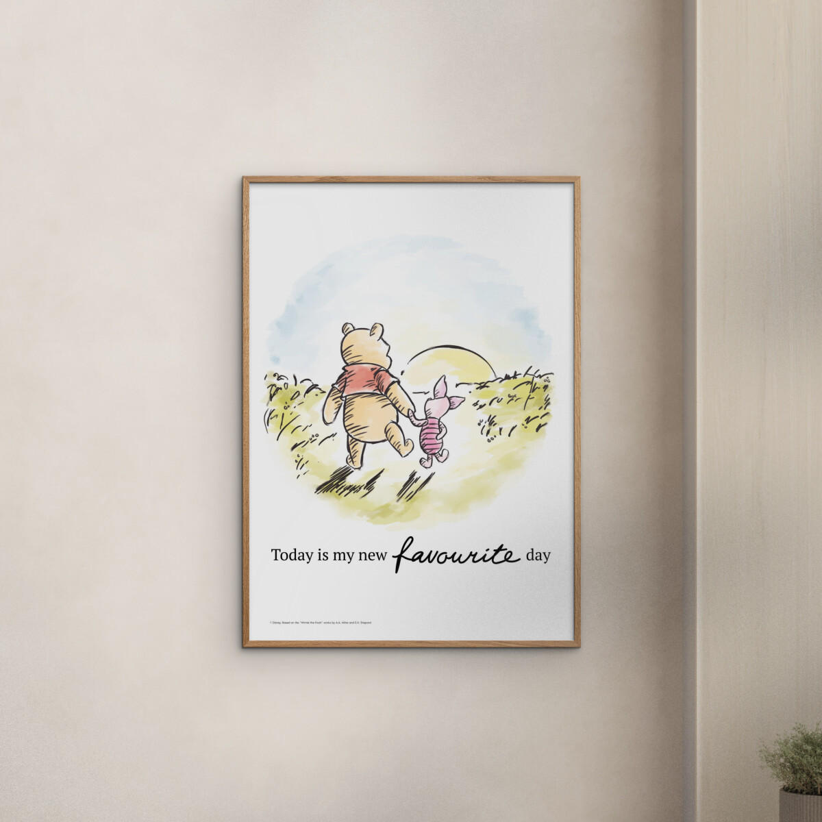 POSTER mit Rahmen Disney - Winnie the Pooh - Friendship Sunset - Eichefarben/Multicolor, Holz/Papier (30/40cm) - Poster&Frame