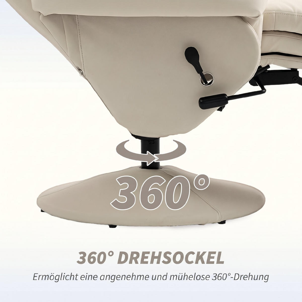 RELAXSESSEL PU Cremeweiß - Creme, Leder/Metall (86/106/87cm) - HOMCOM