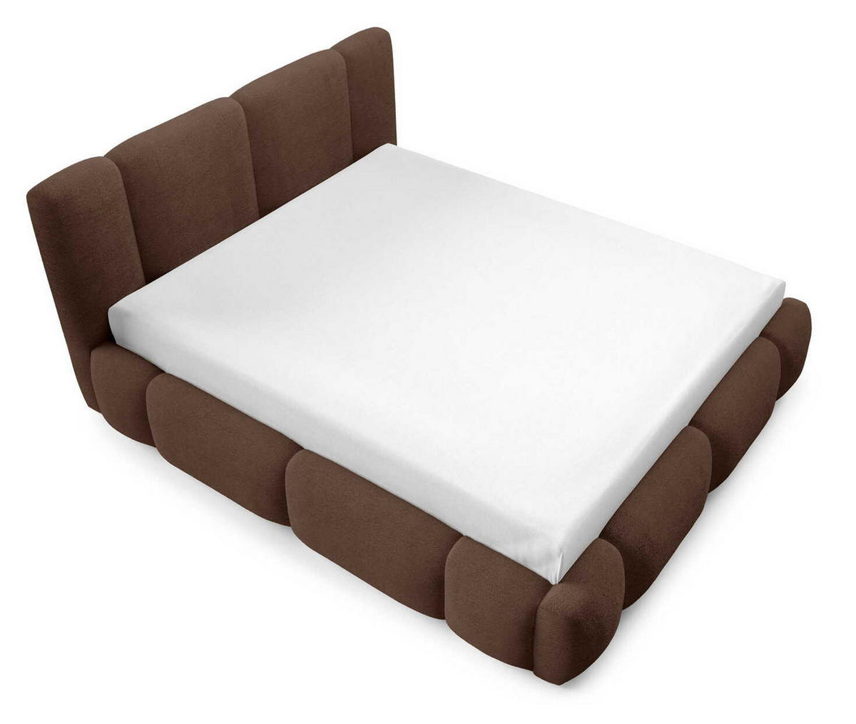 DOPPELBETT 200x200 Avelin mit Bettkasten, LED, Bouclé, Braun - Braun, Holz/Metall (200/200cm) - Emporius