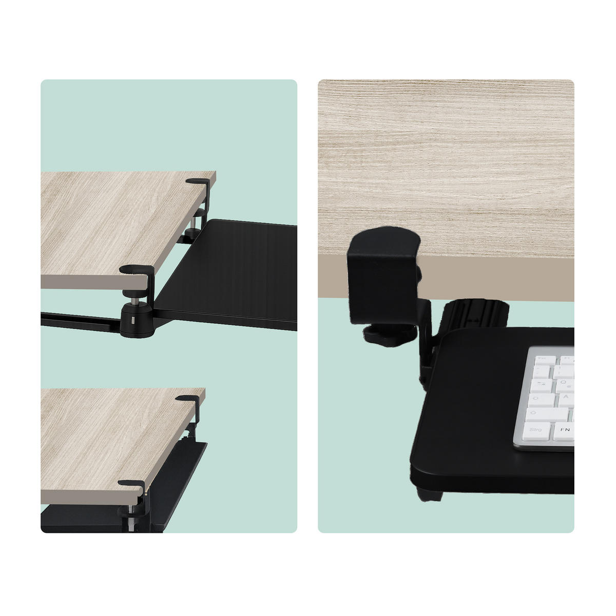 TASTATURABLAGE - Schwarz, Holzwerkstoff/Textil (24/78/11cm) - Relaxdays