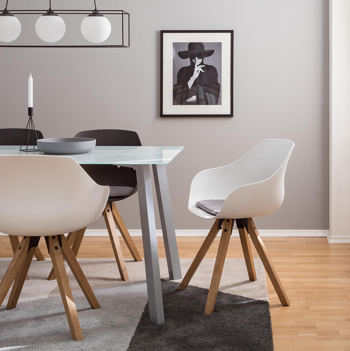 ARMLEHNENSTUHL-SET - Kunststoff / Gummibaum massiv - Weiß, Holz/Kunststoff (57/81/53cm) - home24