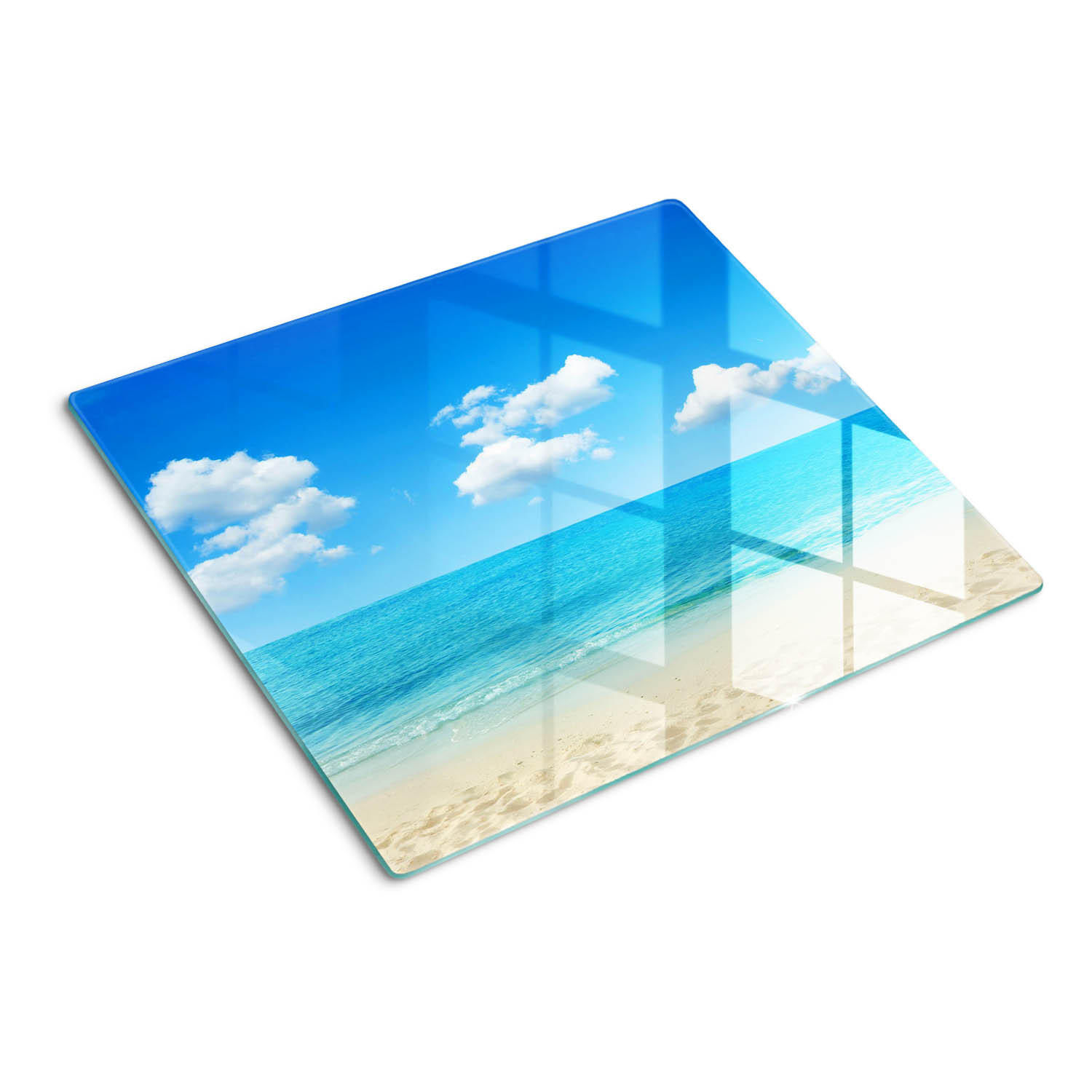 GLASPLATTE 60x52 cm Paradise Beach - Blau, Glas (60/0.4/52cm) - TULUP
