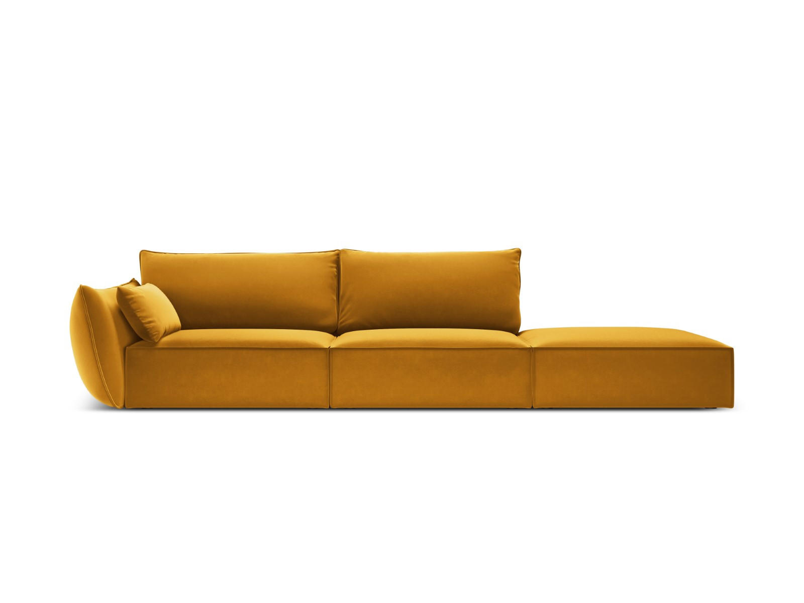 RECHTES-SOFA Kaelle aus Samt gelb 4 Sitzplätze - Gelb, Textil (110/85/264cm) - Micadoni