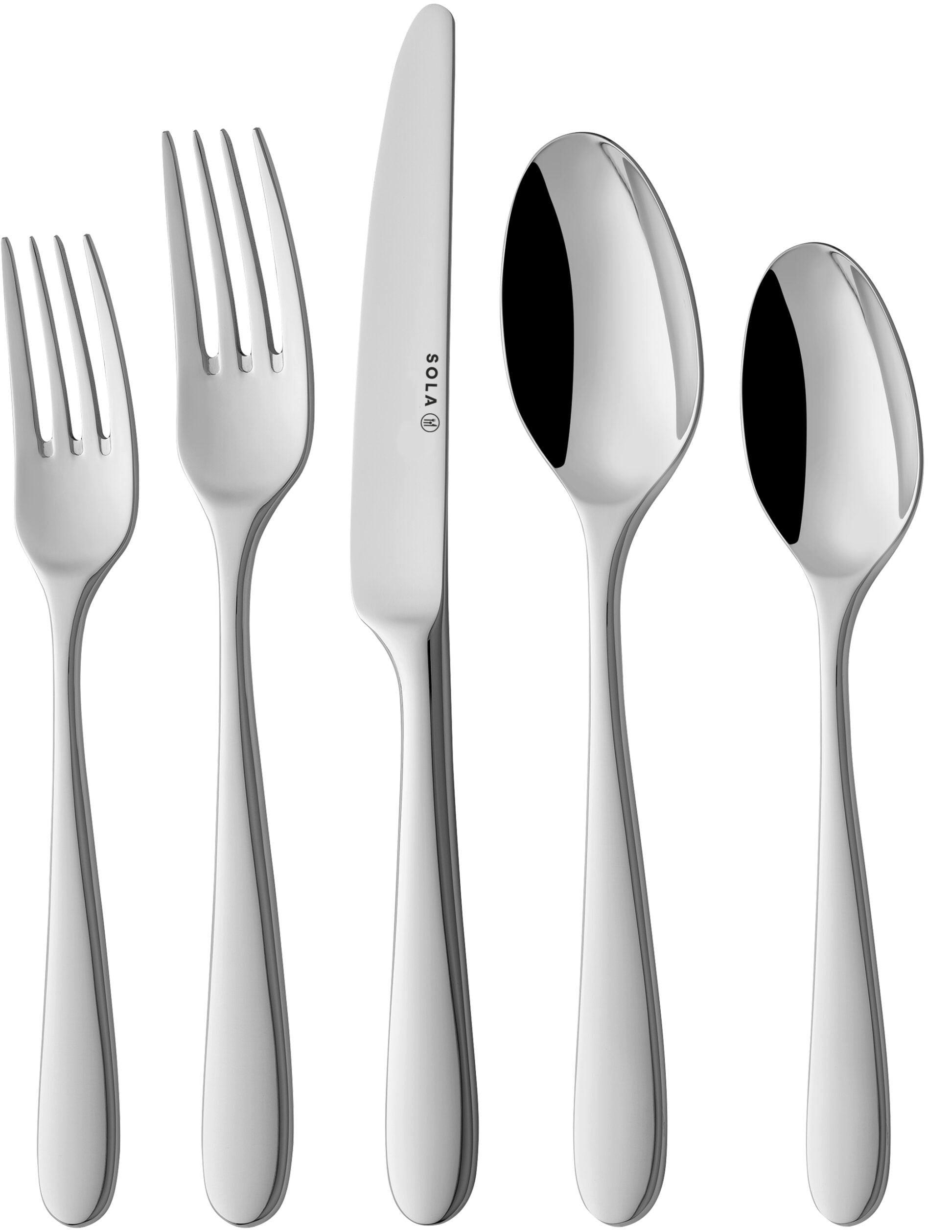 BESTECKSET Nordica - 18/10 Edelstahl - 50-teilig / 6 Personen - Silberfarben, Metall - Sola