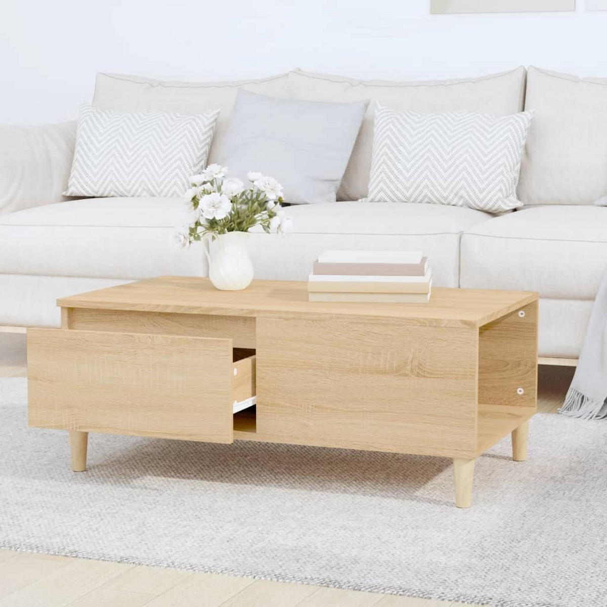 COUCHTISCH Sonoma-Eiche 90x50x36,5 cm Holzwerkstoff - Braun, Holzwerkstoff (90/50/36.5cm) - furnicato