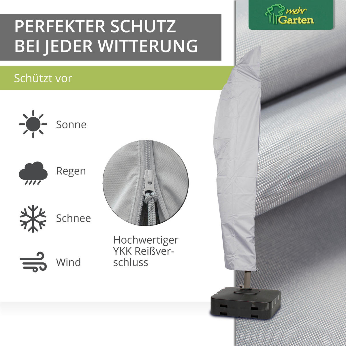 SCHUTZHÜLLE für Ampelschirm Gestell gebogen SHP-60003 - Grau, Kunststoff (70/265/265cm) - mehr Garten