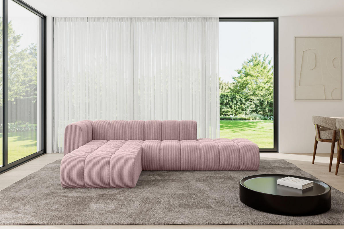 ECKSOFA modulares Sofa Zuvon-L1 - 296x177x70 cm Rosa - Rosa, Holzwerkstoff/Textil (296/177cm) - ALTDECOR