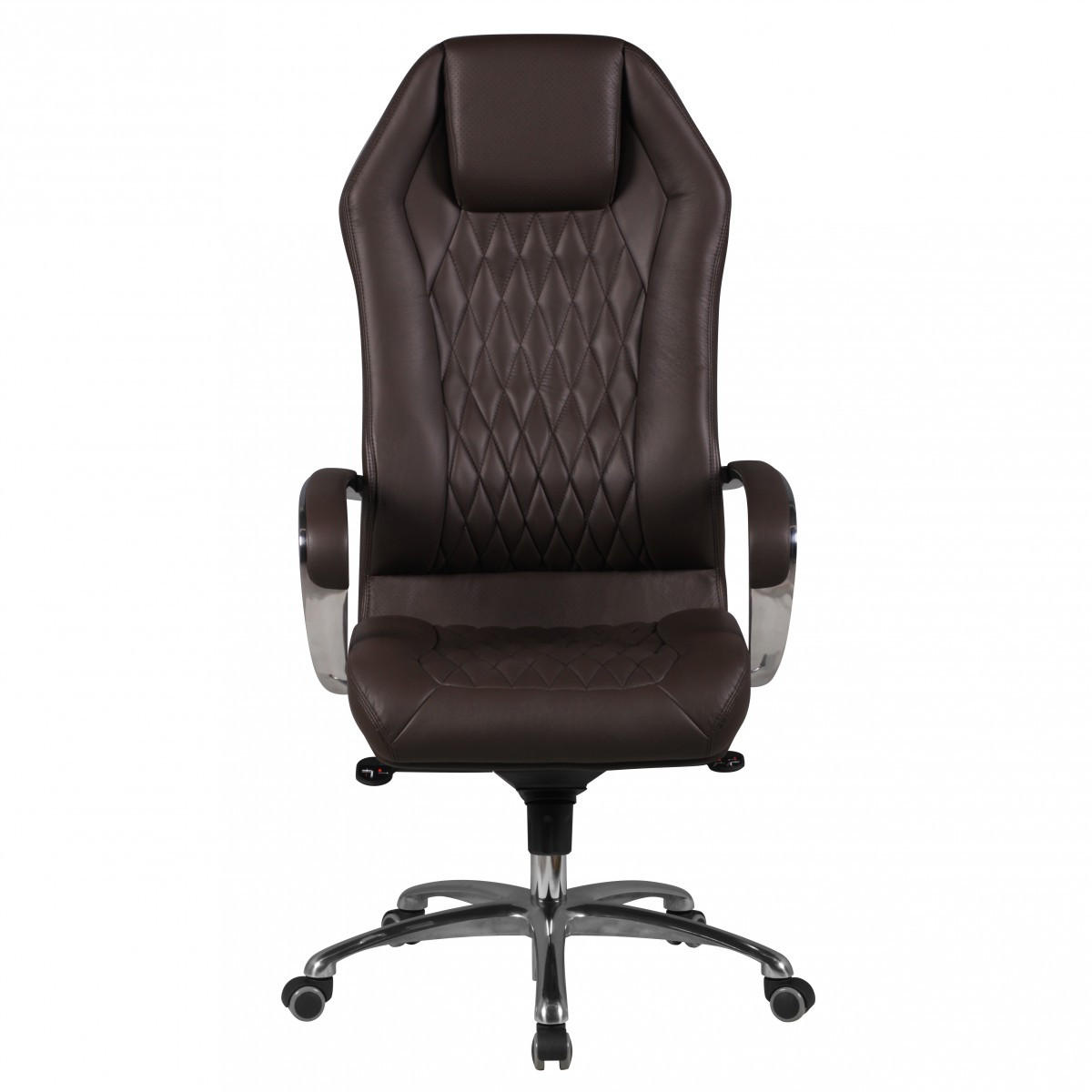 CHEFSESSEL Echtleder mit Multiblockwippmechanik, Lendenwirbelstütze und Aluminiumfußkreuz MILANO, Braun 70x67x136 cm - Silberfarben/Braun, Leder/Metall (70/136/67cm) - KADIMA DESIGN
