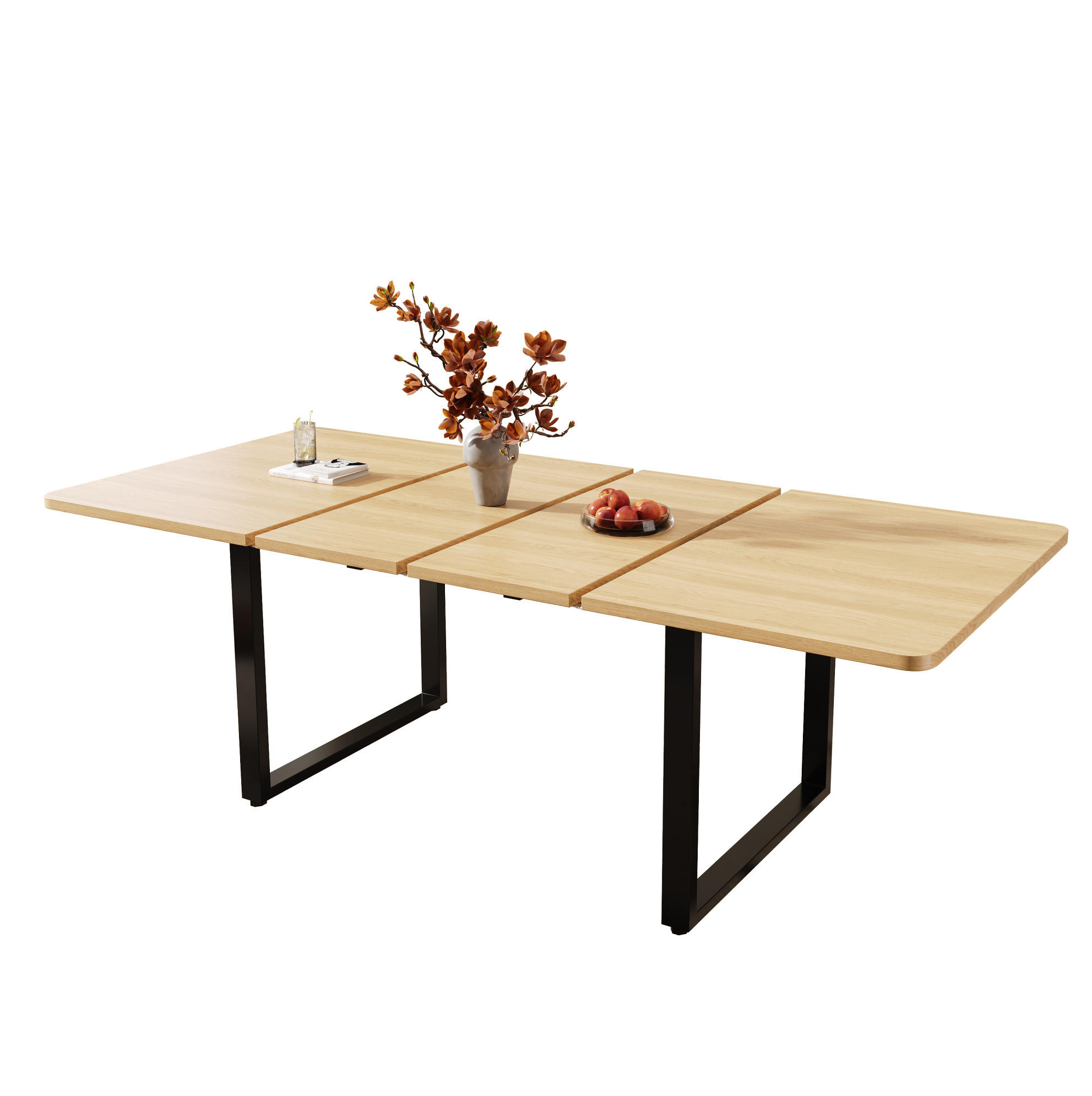 BLAGOVAONSKI stol 140/80 cm boja hrasta od MDF-a na izvlačenje za 6 do 10 osoba - boje hrasta, drvni materijal (220/90/75cm) - OKWISH